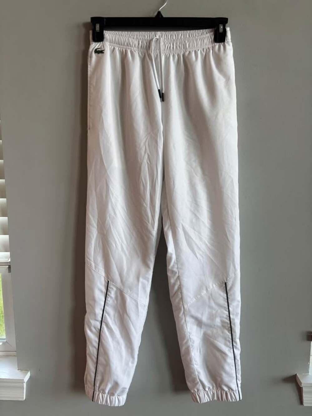 Lacoste Sport White Track Pants Lined Nylon Joggers - Men's Small / FR 3